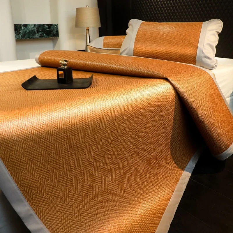 Summer New Ice Rattan Cooling Mat for Bed Foldable Breathable Sleeping Mattress Cover Single Double Double-Sided Cold Bedcover