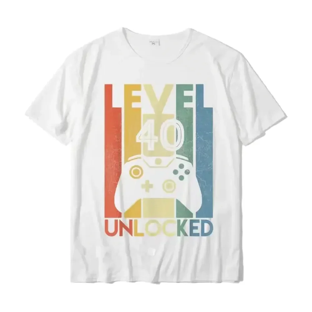 Level 40 Unlocked  Funny Video Gamer 40th Birthday Gift T- Printed On  For Men Wholesale Cotton T Shir2024New