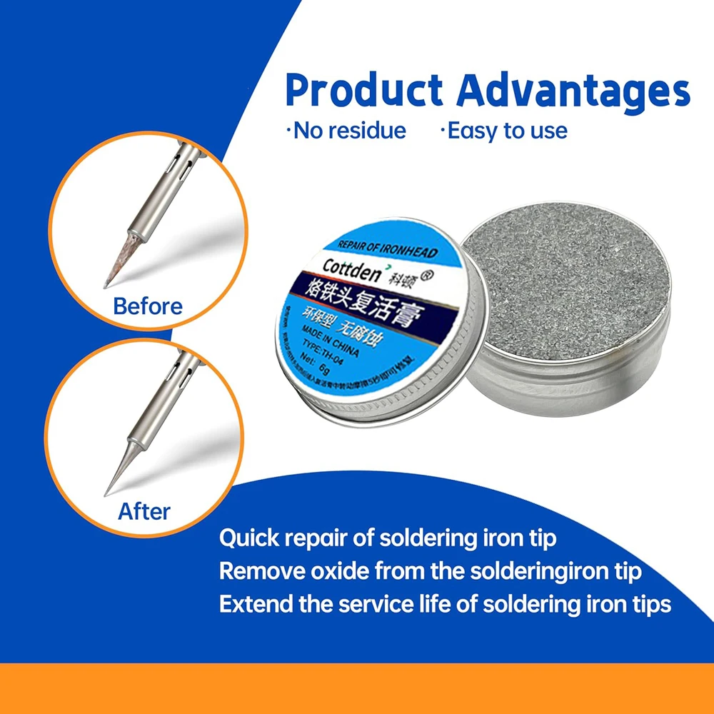 Soldering Tip Tinner Cleaner, Lead Free Oxidation Cleaning Paste, Refresher Tip Tinner Flux, Soldering Tip Cleaning