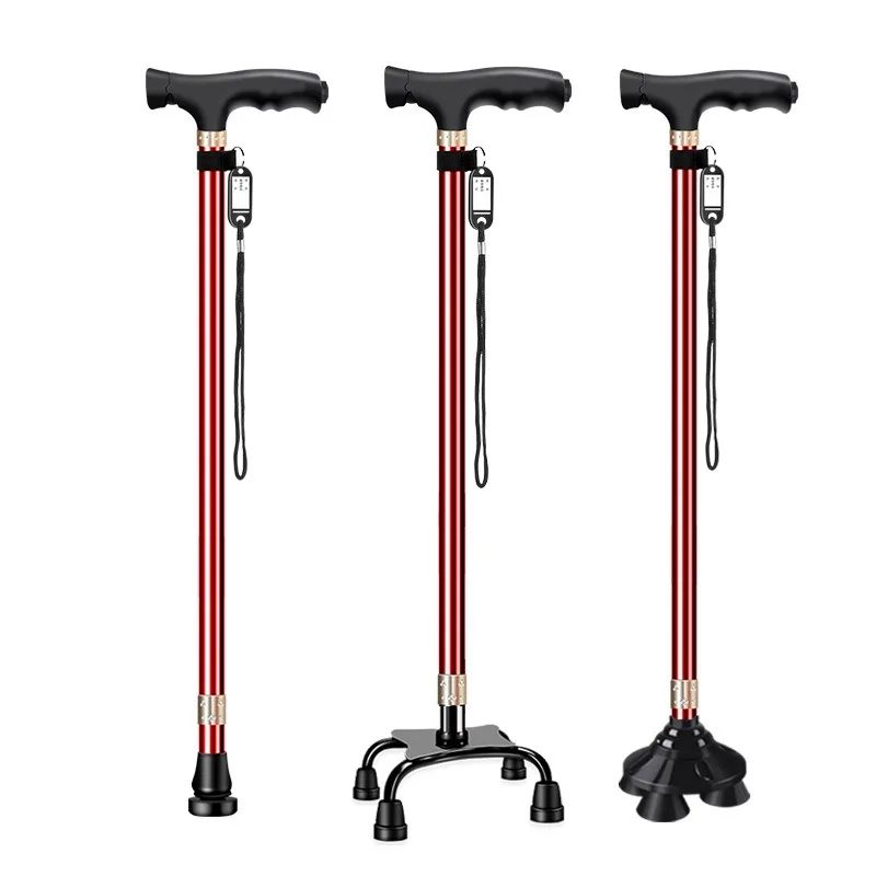 LED Light Walking Stick for Elderly - Adjustable Aluminum Alloy Crutch with Non-Slip Rubber Base for Seniors/Men/Disabled