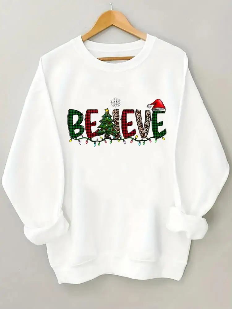 

Женский флисовый пуловер с круглым вырезом, с графическим принтом