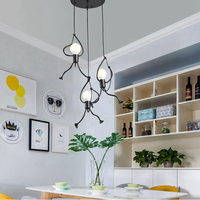 Vintage Chandelier Modern LED Little Man Ceiling Lamp Children's Room Chandeliers Children Bedroom Decor Black E27 Pendant Light