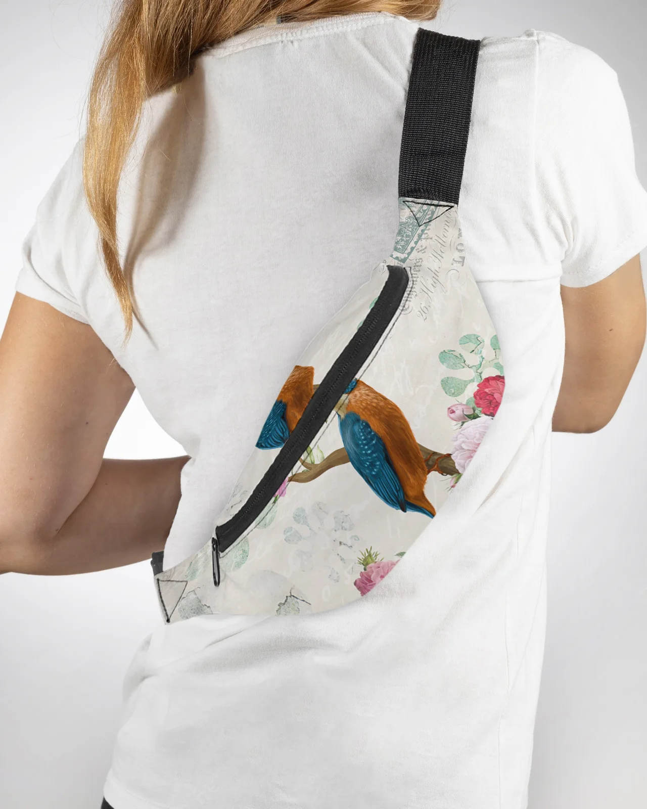 Vintage Flowers And Birds Men Women Waist Bag Fanny Pack Purse Large Phone Belt Bag Wallet Pouch Waterproof Banana Hip Bags