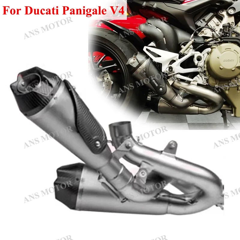 

For Ducati Panigale V4 Streetfighter V4 V4S Motorcycle Exhaust Escape System Slip On Link Pipe With DB Killer 2 Muffler Titanium