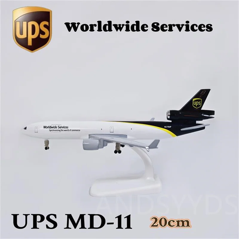 

20cm Model Aircraft Diecast Alloy UPS Cargo Airlines MD-11 Simulation Airplane Scale 1:400 Children Educational Toys With Stand