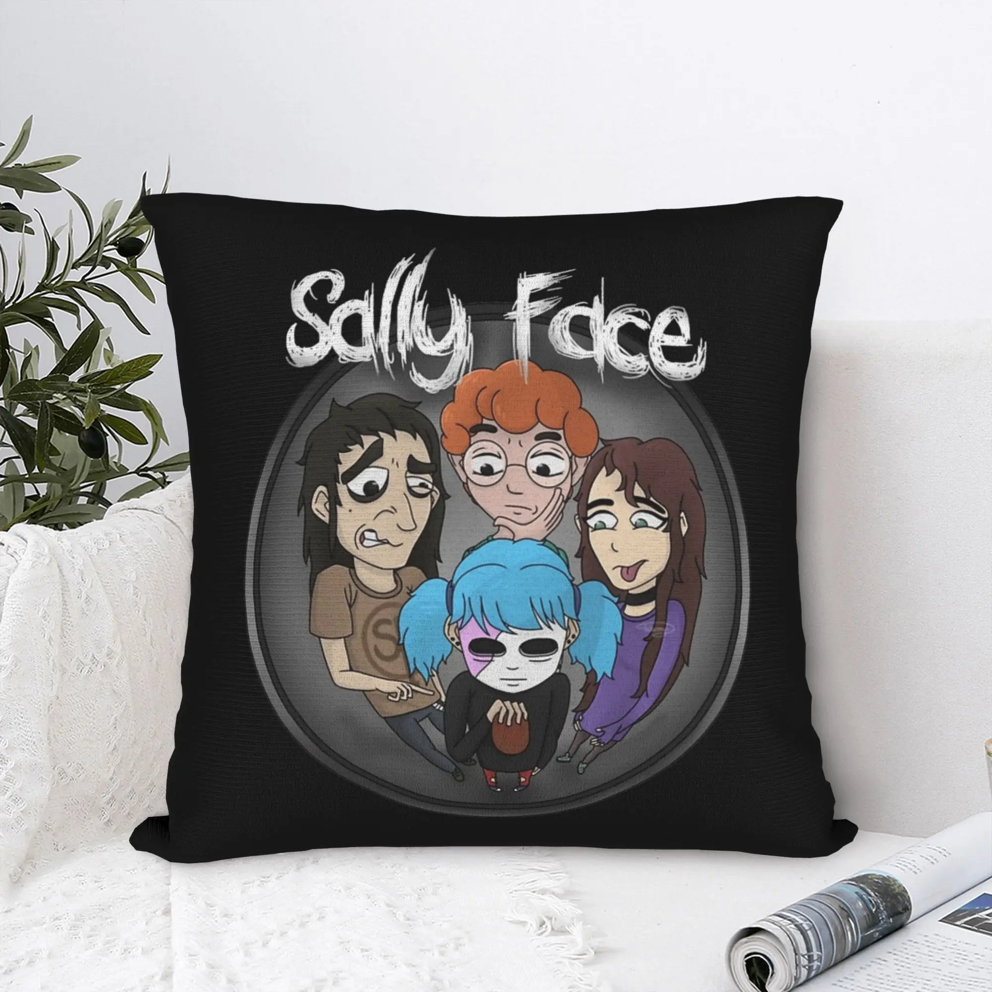 Sally Face Fanart Pillowcase Soft Polyester Cushion Cover Decoration Horror Game Throw Pillow Case Cover Home Zippered 45X45cm