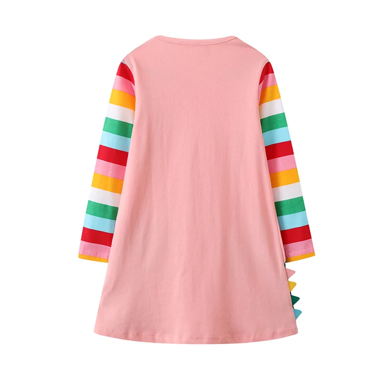 Little maven Baby Girls 2026 Spring Autumn Dress Kids Clothes Long Sleeve Cartoon Dinosaurs Dress Children's Clothing Cotton