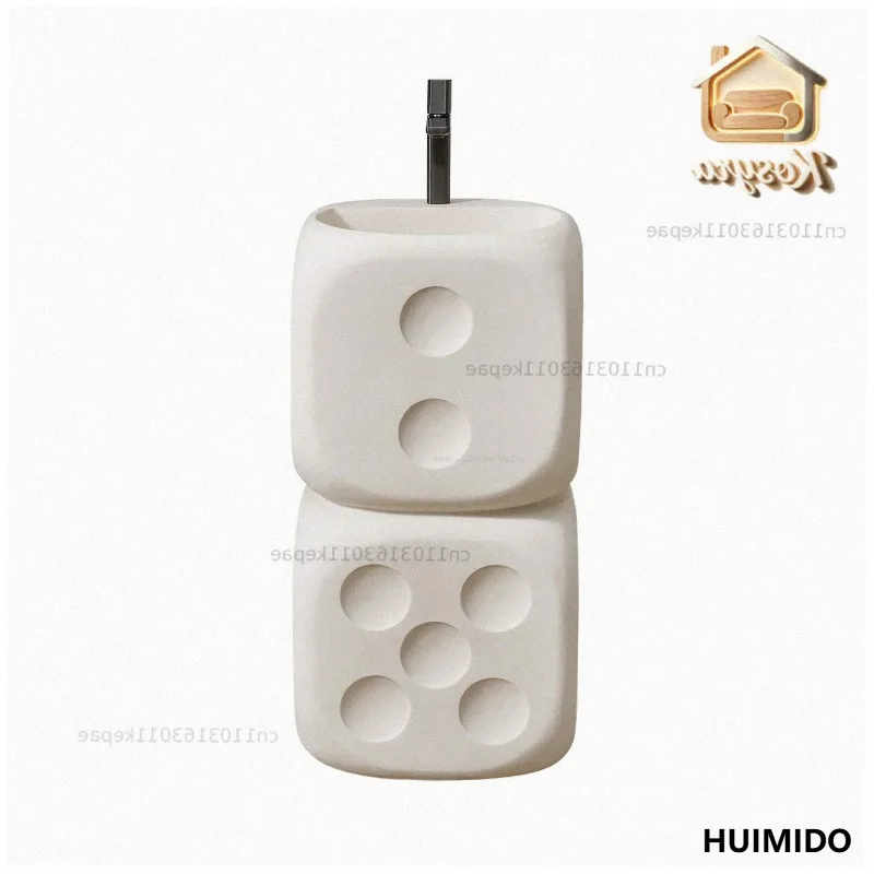 Wabi Sandy Wind Dice Personalized Washbasin Designer Integrated Floor-to-ceiling Washstand Creative Art Hotel Pillar Basin