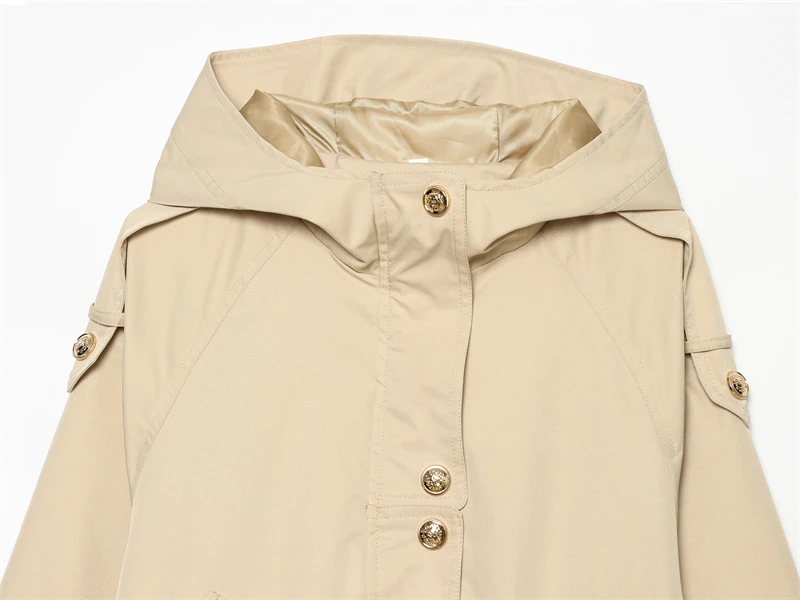Guobioziy Women's Hooded Jacket 2026 Spring-Autumn New Style Solid Color with Zipper and Stud Design French Casual Fashion Trend