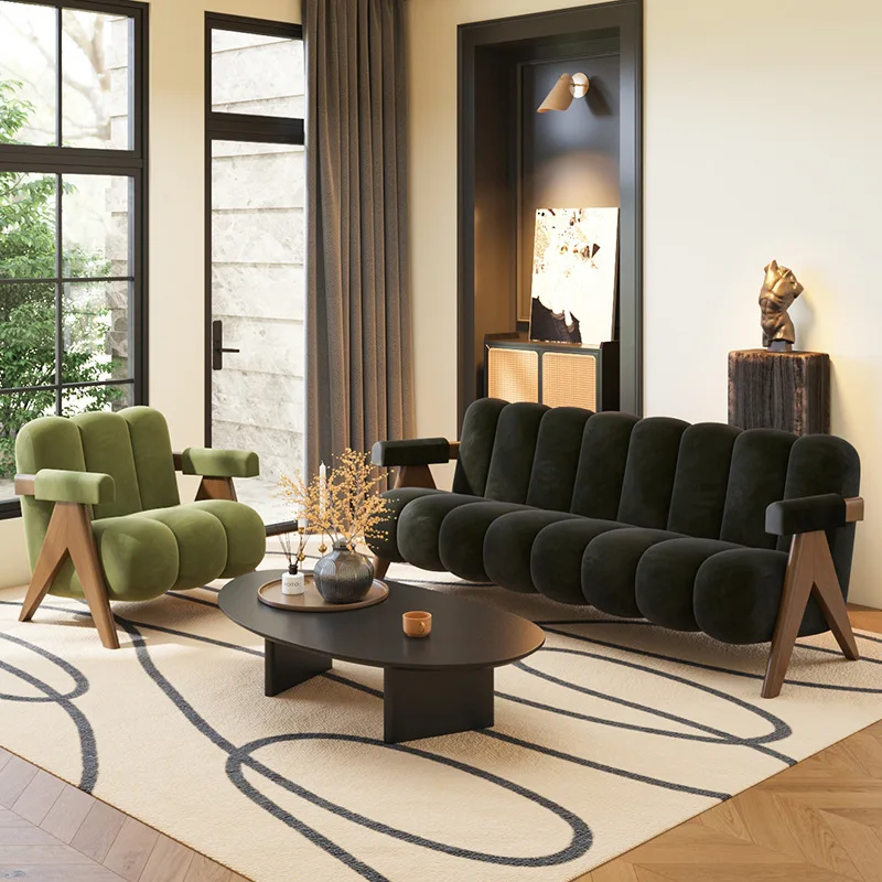 أريكة صينية قديمة تجارية بسيطة، مجموعة أريكة استقبال منزلية صغيرة على الطراز الكريمي، أريكة قماشية #2