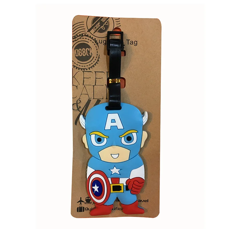 Étiquette de bagage portable en silicone The Avengers Cartoon, porte-adresse d'identification, accessoires de voyage SpidSuffolk, valise à la mode