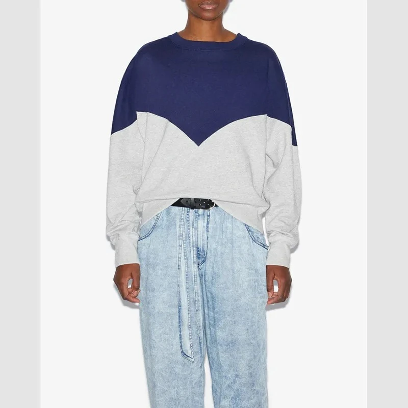 Suéter de cuello redondo de lana para mujer, clásico de invierno, flocado, Color contrastante, a juego, nicho francés, nuevo