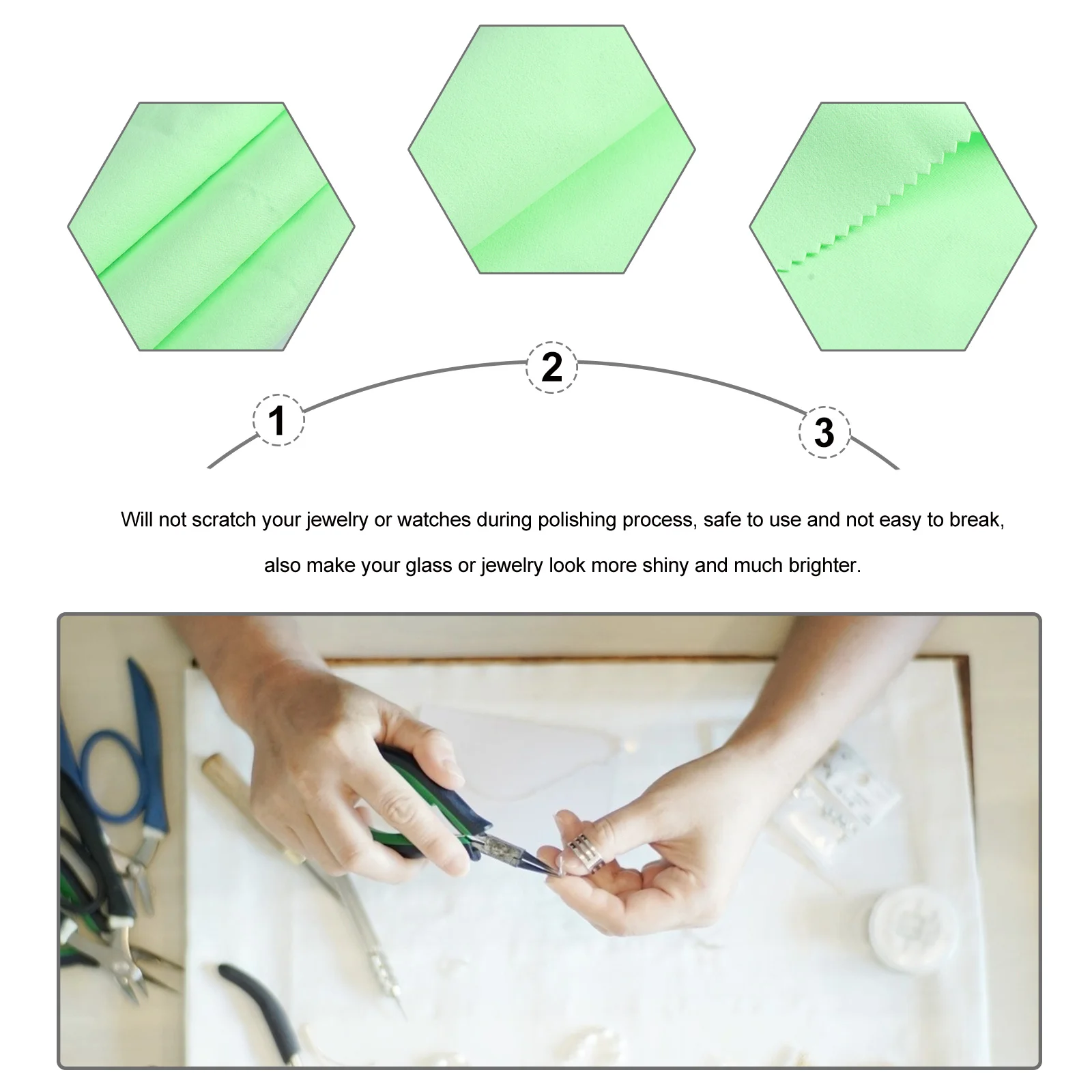 

2Pcs Professional Silver Cleaning Cloth Double-Sided Wipe for Jewelry Watch Eyeglasses Fine Soft Scratch-Free Long-Lasting