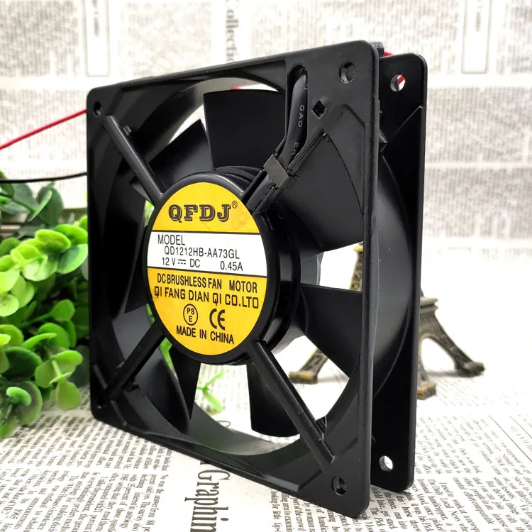 QFDJ QD1212HB-AA73GL DC12V 0.45A 2WIRES 12025 DC FAN