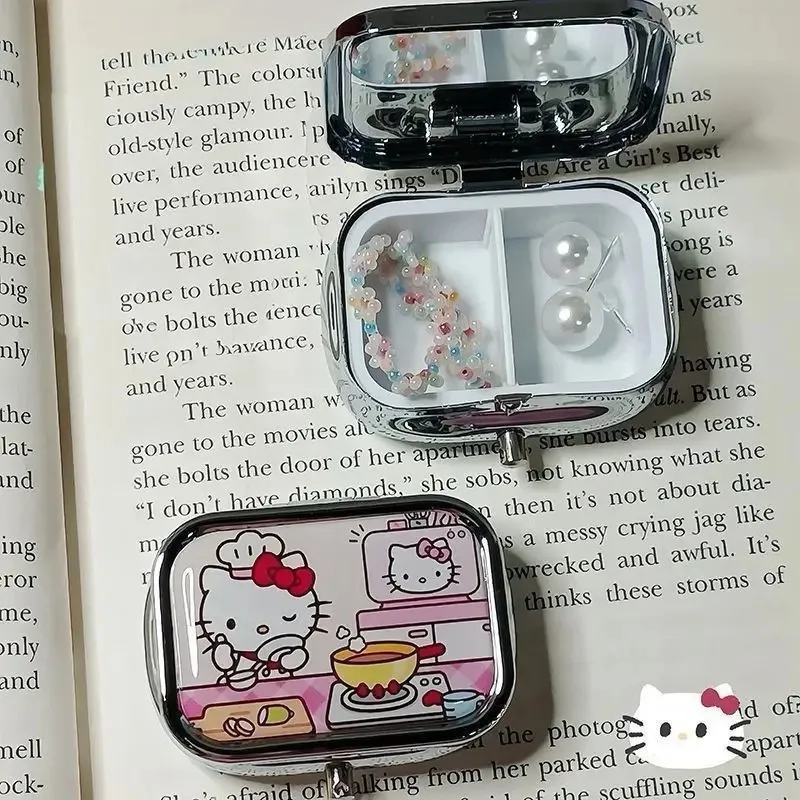 2026 Sanrio Anime Hello Kitty Metal Storage Box Pill Organizer Compartmentalized Cute Cartoon Mini Jewelry Box Container Kawaii-