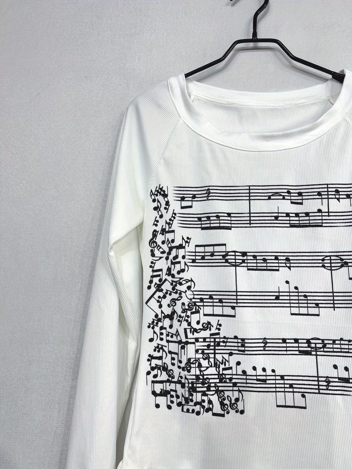 Y2k Emo Damen Streetwear Musiknoten-Grafik Acubi T-Shirt Tops Langarm Ästhetik Harajuku Goth Grunge 2000er Alt Kleidung – Detail 5