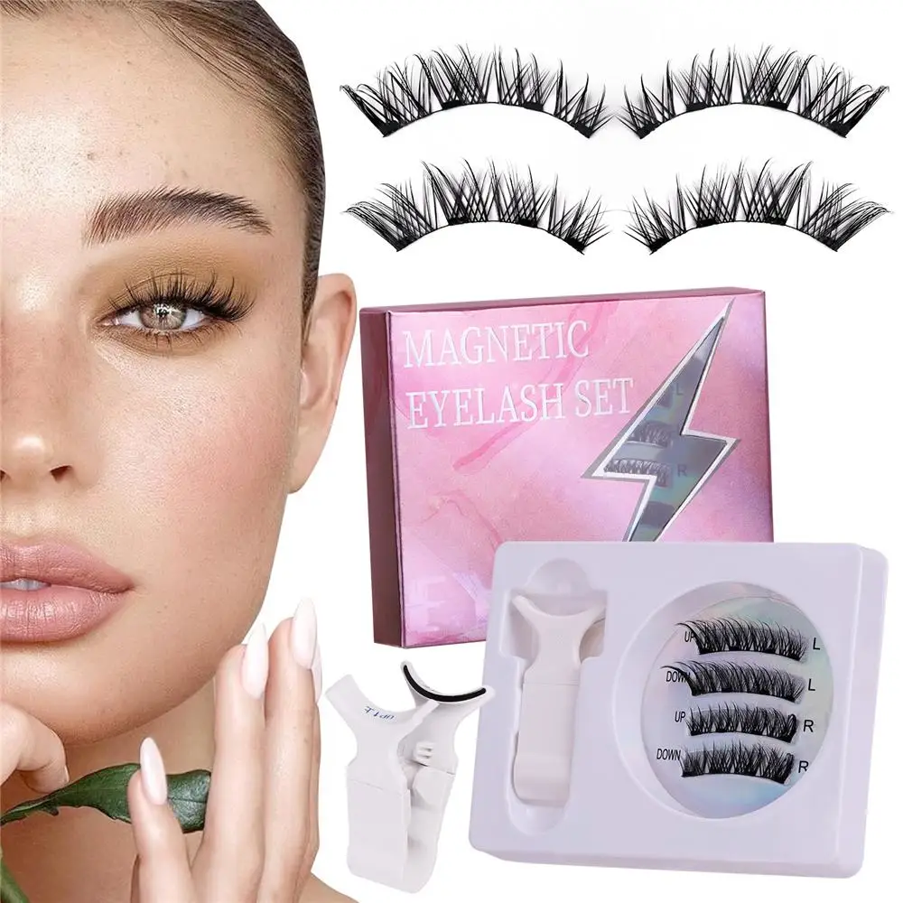 Suction Magnetic Eyelashes with Applicator No Glue Needed Natural Magnetic False Eyelash Set No Removal Fixed Position