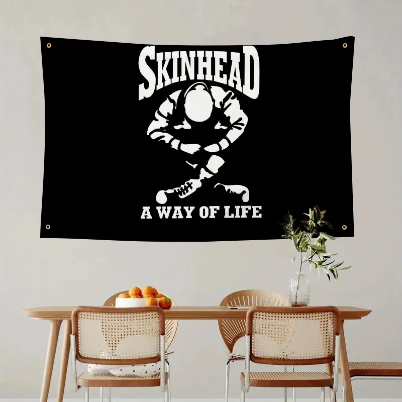 1pc SKINHEAD A WAY OF LIFE Flag Flags And Banners Four Hole Polyester Outdoor Decor Room Aesthetic