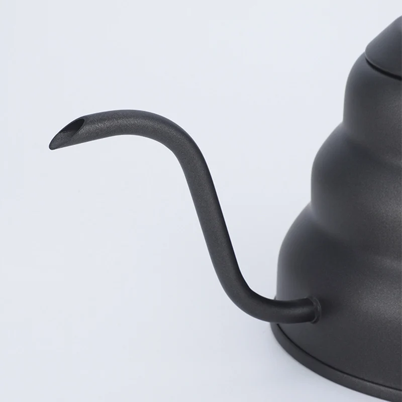 1L/1.2L Black Drip Kettle Thermometer Pour Over Coffee Pot Swan Long Neck Stainless Steel Thin Mouth Gooseneck Cloud Drip Kettle