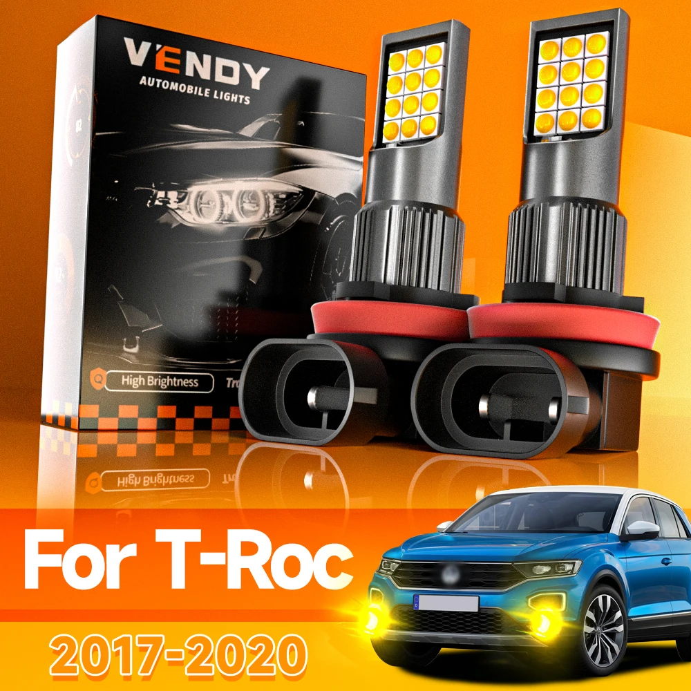 2 قطعة ل VW Volkswagen T-Roc TRoc 2017-2020 LED الضباب الخفيف 2018 2019 Canbus اكسسوارات