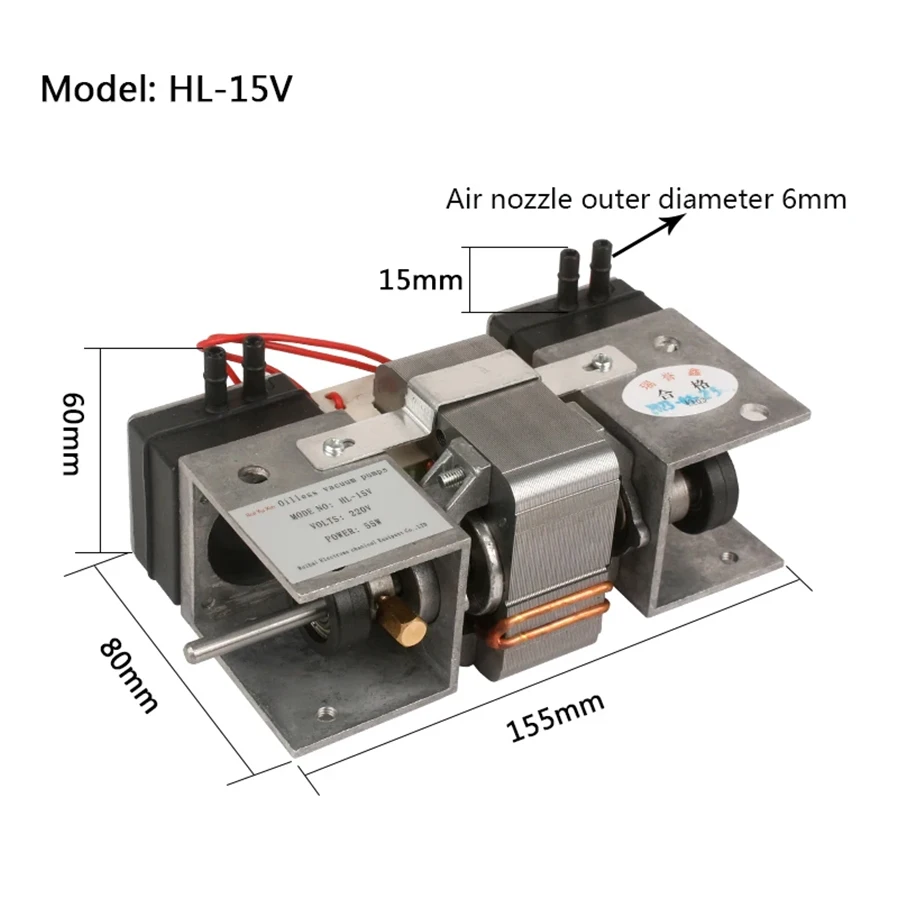 مضخة تفريغ خالية من الزيت 220 فولت مضخة هواء صغيرة مضخة مكبس مزدوجة الرأس ضغط سلبي عالي كتم مضخة تفريغ 110 فولت