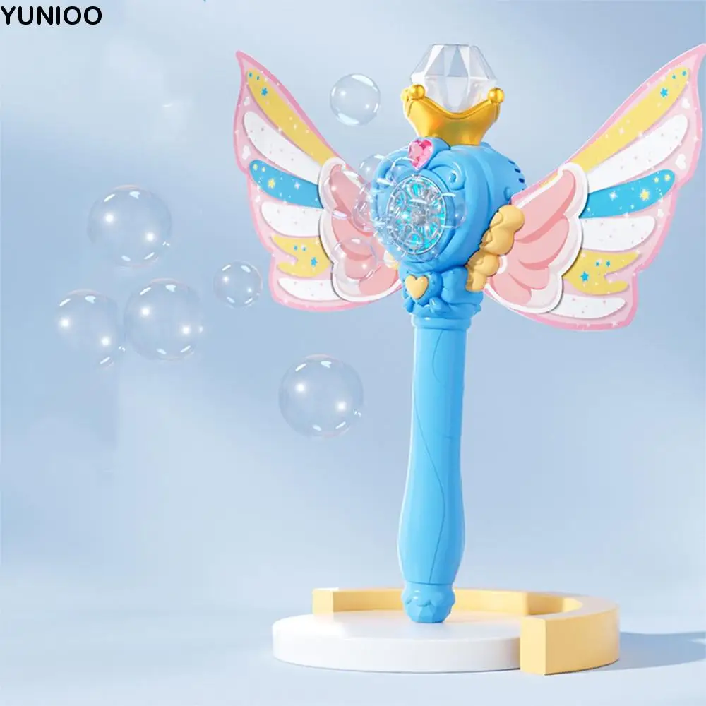 Gift Automatic Electric Bubble Maker Handheld with Wings Bubble Machine Luminous Bubble Blower Toys Outdoor Party