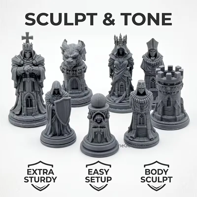 16 Pcs Gothic Fantasy Chess Board  Medieval Table Game Chessboard Desktop Decorative Ornaments