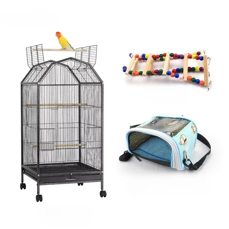 

Birdcage Metal Modern Luxury Villa Set Bird Toys Bird Outdoor Backpack Belt Box Full Set Suitable for Budgerigars Thrush