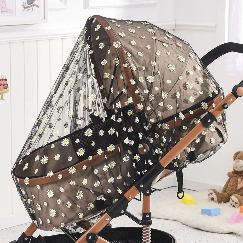 

Pram Net Baby Sunshade Mosquito Net Baby Stroller Mosquito Curtain Pushchair Daisy Pattern Protection Cover Stroller Accessory