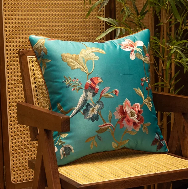 Chinese-style Embroidered Pillowcases Sofa Cushions Bedroom & Living Room French-style Light Luxury High-end Cushions Backrests