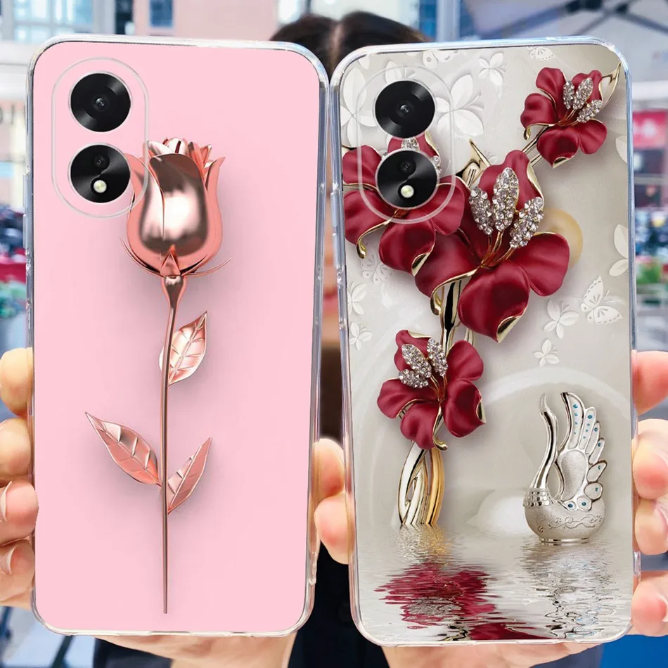 For OPPO A38 Case Oppo A18 2023 Fashion Elegant Painted Soft Silicone TPU Phone Back Cover For Oppo A18 A38 4G