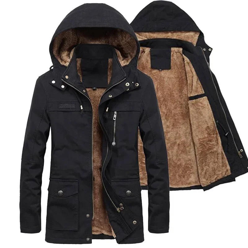 

New Military Thick Warm Man Jacket Winter Parkas Casual Cotton Padded Jacket Male Multi-Pocket Fur Hoodies Men Coat Parka Hombre