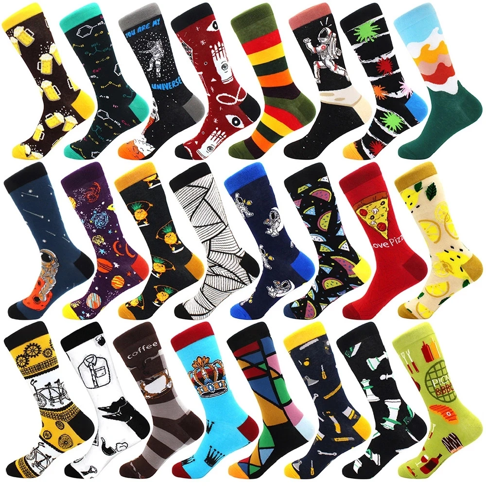 

Men's Socks Fruit Cartoon Machine Breathable Cotton Socks Hip Hop Women's Funny Medium Tube Happy Socks Gift Factory Wholesale