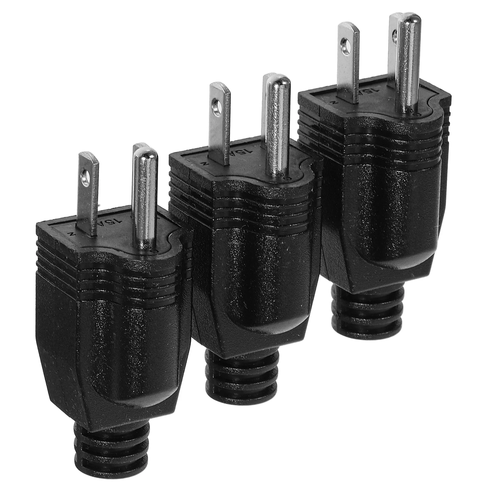 

3pcs American Wiring 110-125V 15A Black Electrical Plug Extension Cord Electrical Plug Replacement Three Prong