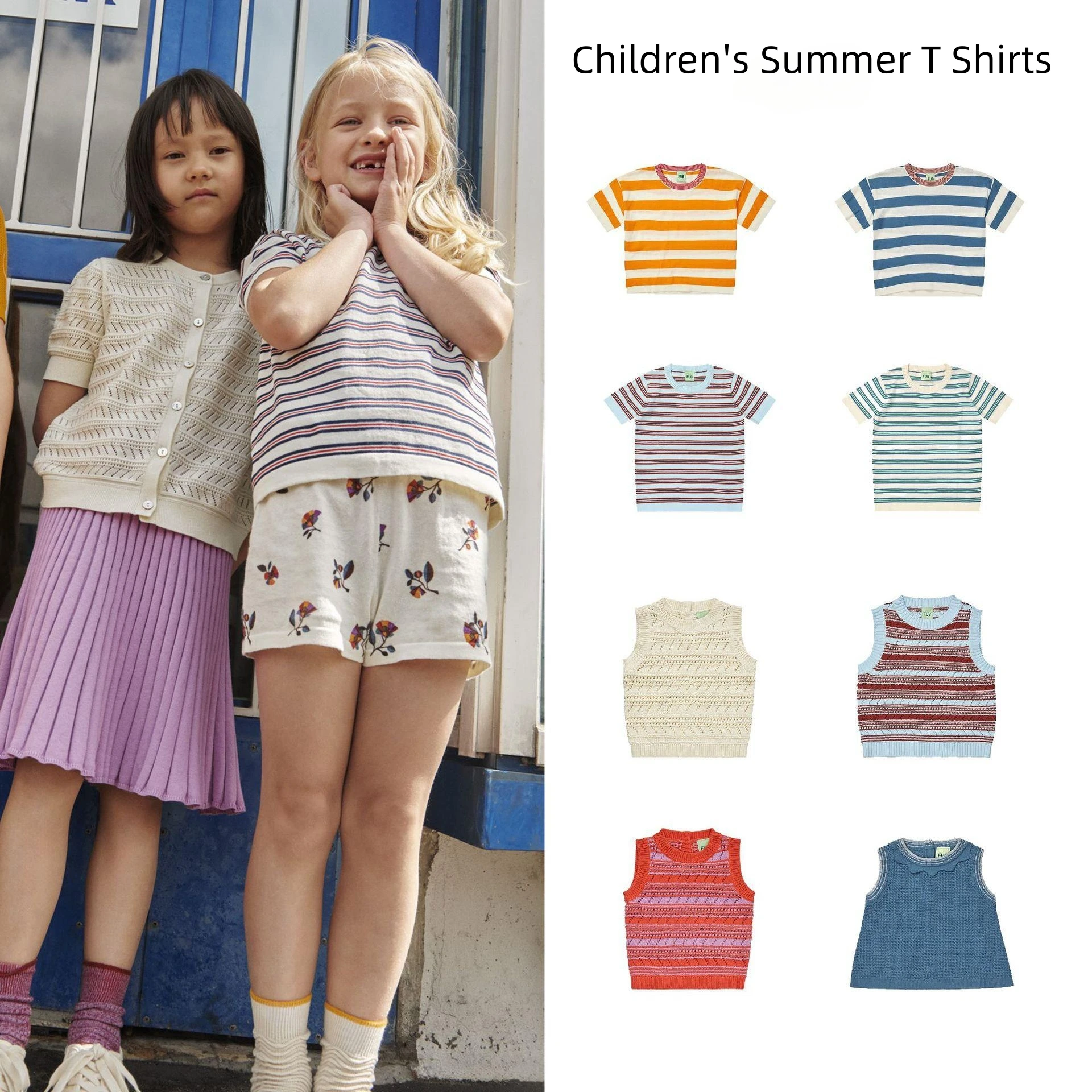 

Korean Reviews Many Children's Clothes 2025 New Summer Baby Boys Girls Strip Cotton Shirts Shorts Kids Outdoor Clothings