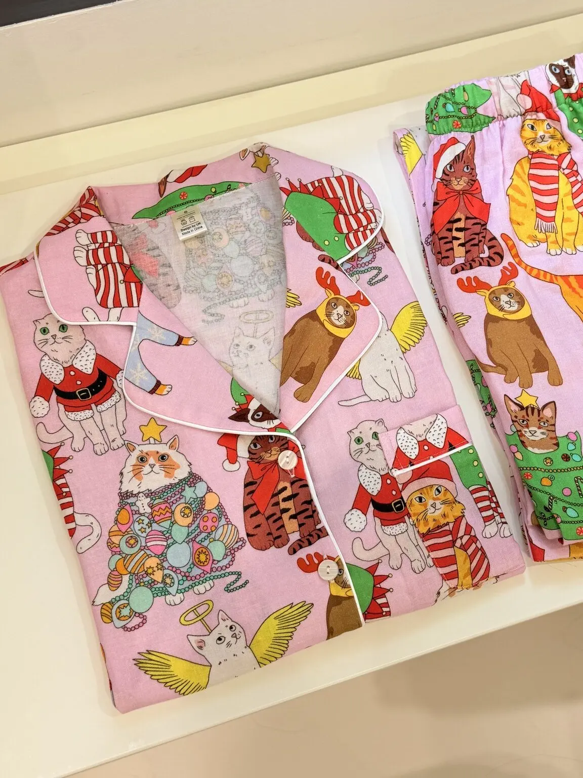 london-km-pure-cotton-sleepwear-set-women's-illustration-print-home-clothes-soft-long-sleeve-long-pants-comfortable-sprin
