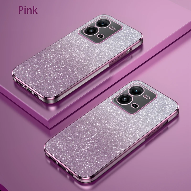 For Vivo v25 Case Vivo V25e Phone Case Vivo V25 v25e V25E Cover Luxury Gradient Glitter Plating Silicone Back Cover Funda