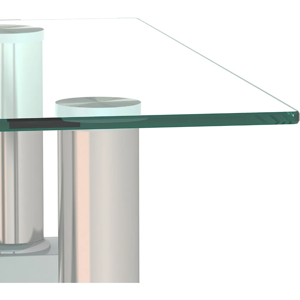 طقم طاولة غرفة المعيشة الزجاجية المكونة من 3 قطع: طاولات القهوة والنهاية مع الزجاج المقسى