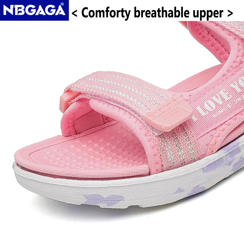 Summer Beach Water Children Sandals Fashion Shoes Lightweight Non-slip Soft Bottom Shading Leather Girls Comfortable