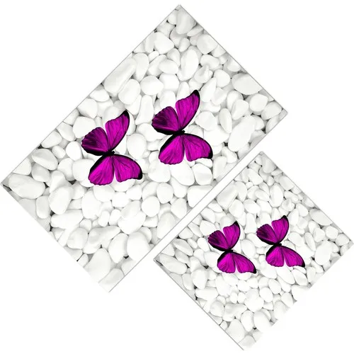 Cici Design White Stone Above Two Pink Butterfly Closet Takımı-60x100-50x60