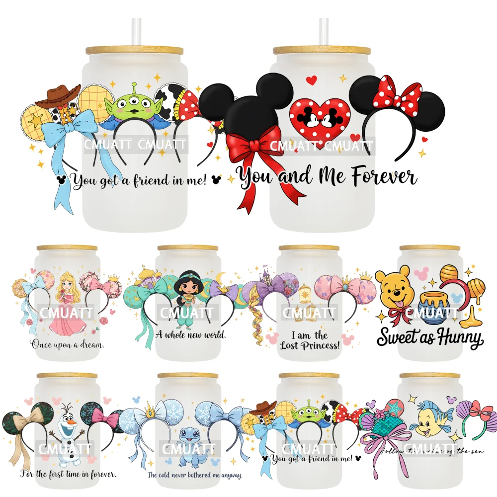 

Coquette Bow Cartoon Mouse Friends UV DTF Decals Ready To Apply Waterproof Transfer Sticker DIY Crafts For 16OZ Libbey Glass Can