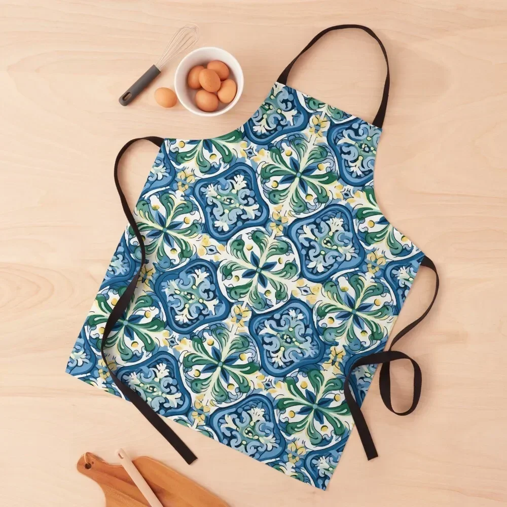 

Italian Majolica Tile 12 Apron Things For Kitchen Kitchen Kawaii Accessories painting Household Items Kitchen Apron
