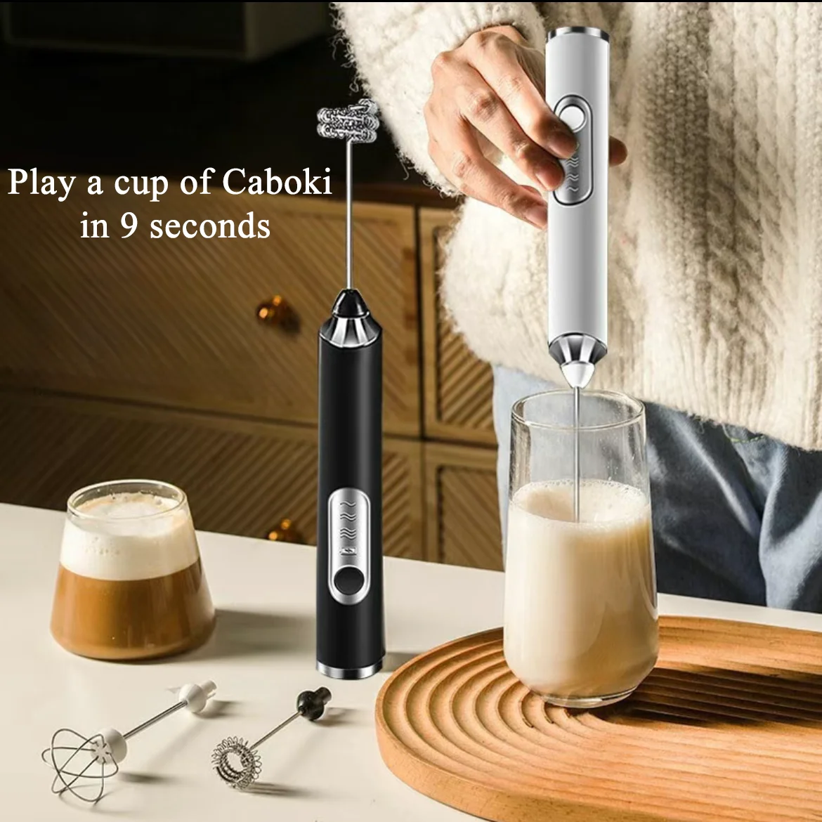 Portable Rechargeable Handheld Foamer, Electric Milk Frother Foam Maker,High Speeds Drink Mixer, Coffee Frothing Wand Whisk