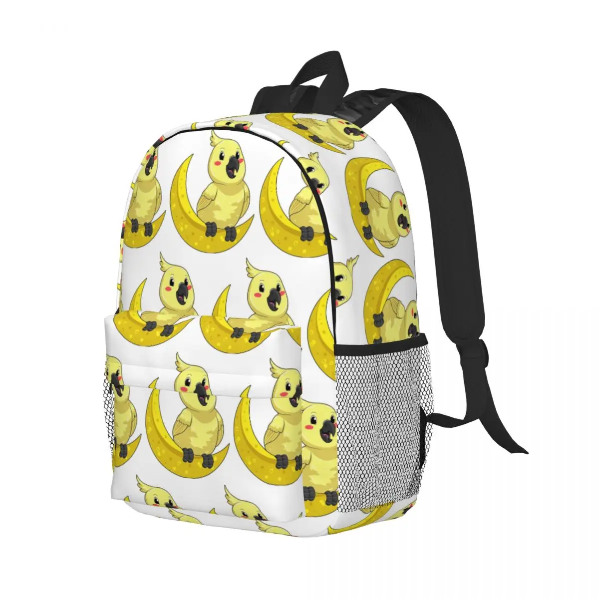 Kakadu-Kakadu-Papagei mit Mond-Rucksack, für Studenten, Jungen, Mädchen, Büchertasche, für Männer und Frauen, Schultasche, Computer-Umhängetaschen