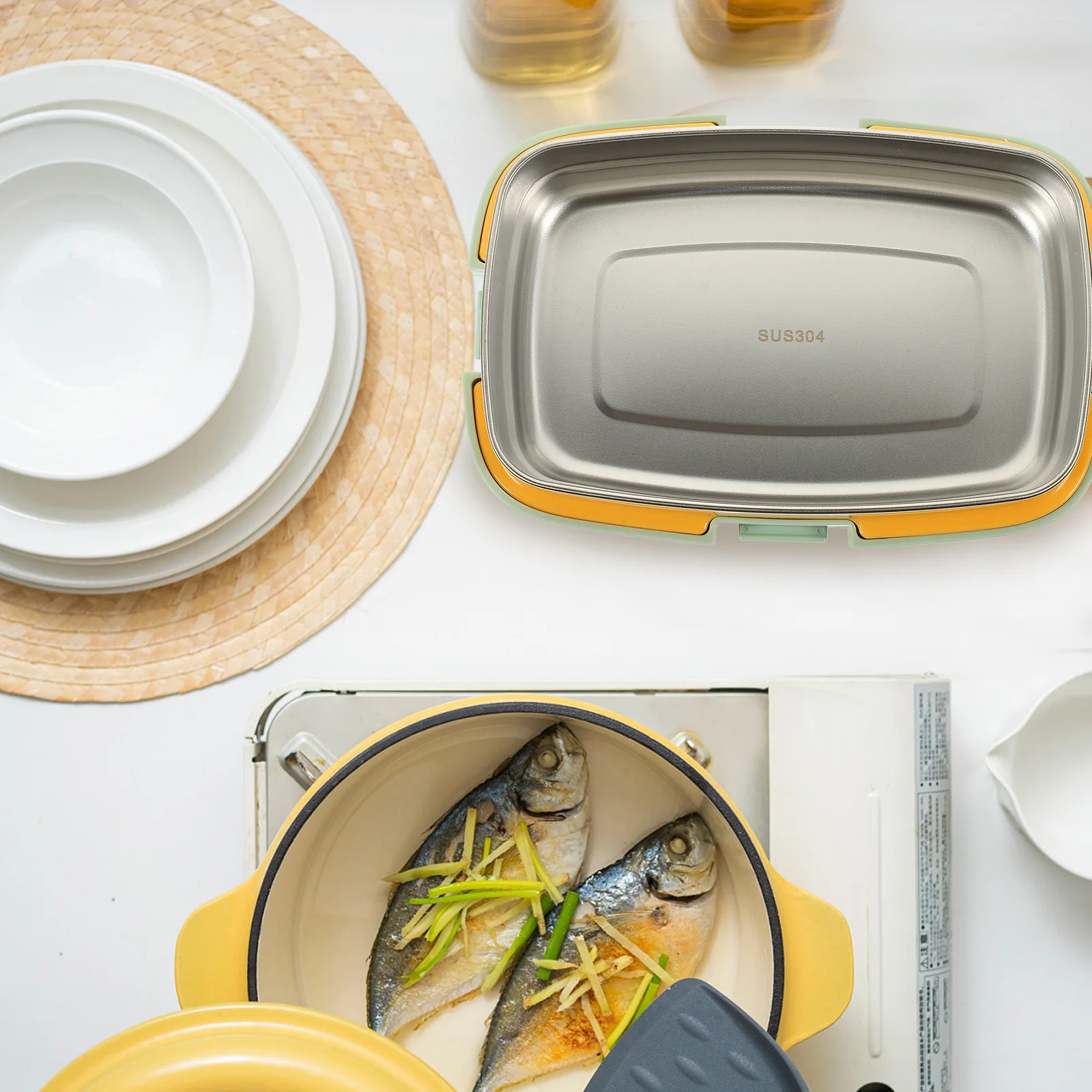 

Insulated Lunch Box Portable Food Container Meal Prep Boxes with Spoon and Fork Reusable Snack Pp Containers Camping