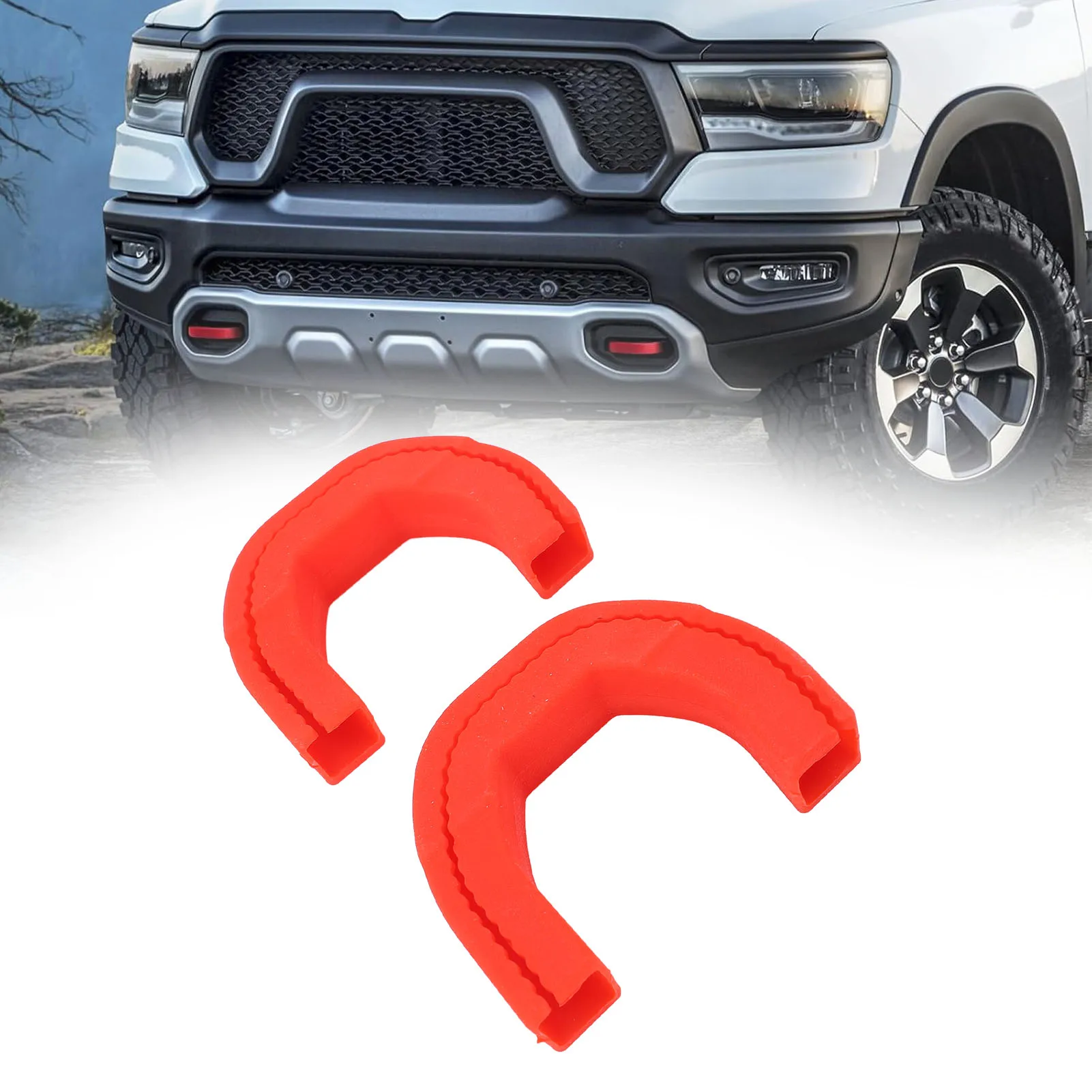 

2PCS Tow Hooks Covers Car Front Bumper Silicone Sleeve Protector Exterior Decoration Replacement For 1500 2019 to 2025