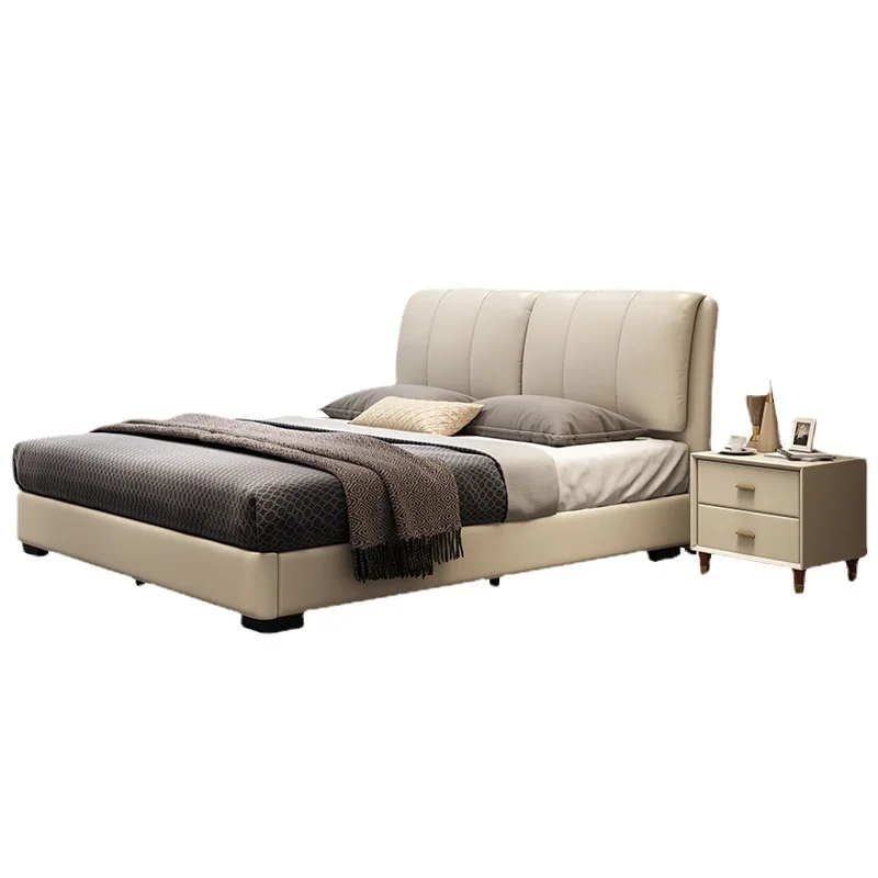 

ml-Nordic Modern Simple Leather Technology Cloth Double Soft Bed Master Bedroom Storage Solid Wood Bed%