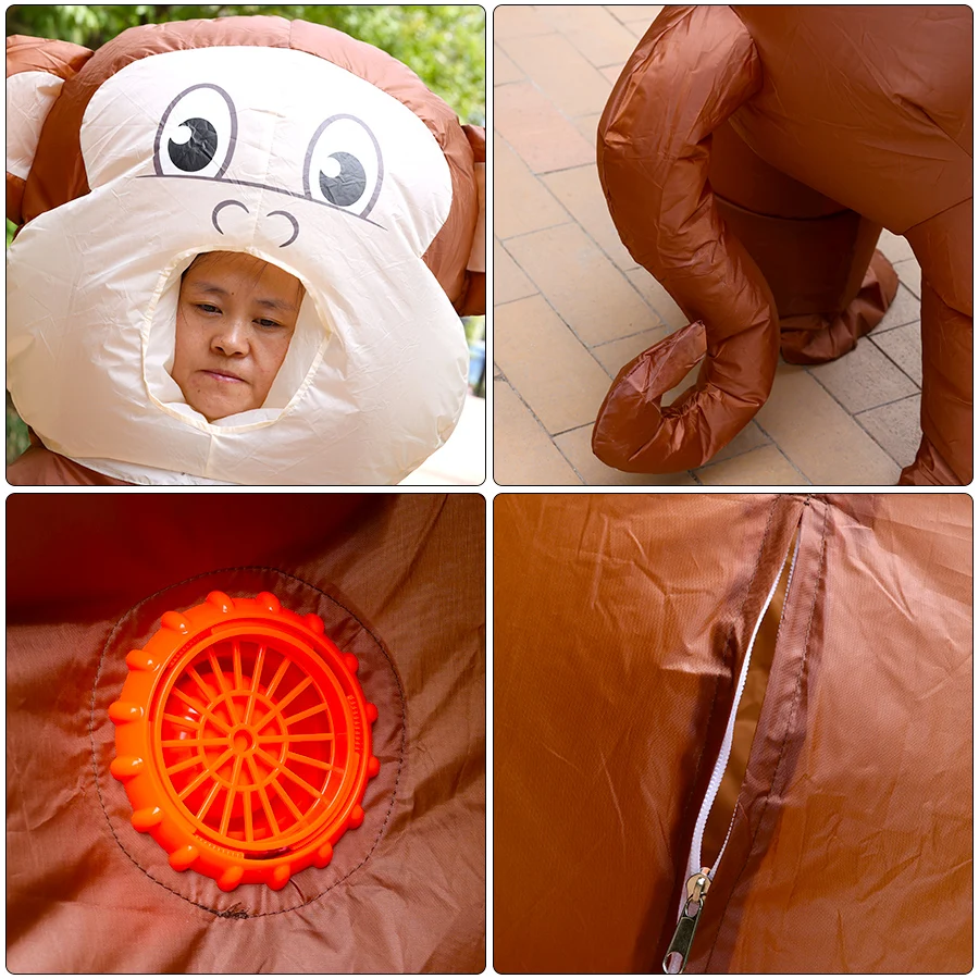 زي القرد القابل للنفخ للبالغين - مجموعة لعب الأدوار الممتعة لحفلات الهالوين وعيد الميلاد، مناسبة للارتفاع 150-190 سم