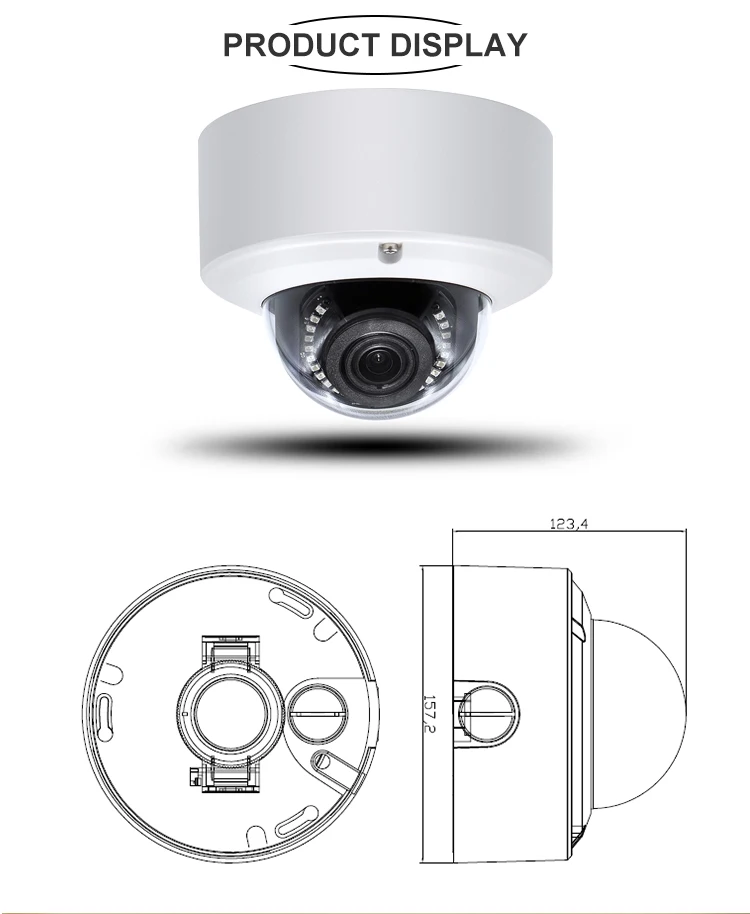 UltraHD 12MP/6K 30fps POE IP camera, Support Audio&alarm In/Out, IK10 Vandal Resistant Dome, MicroSD Max 256GB