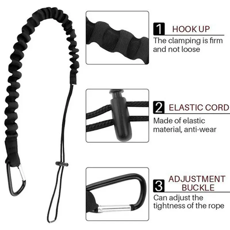 AEF6-12 Pieces Tool Lanyard,Outdoor Tool Rope,High-Altitude Fall Prevention Safety Rope,Retractable Elastic Tool Rope,Black